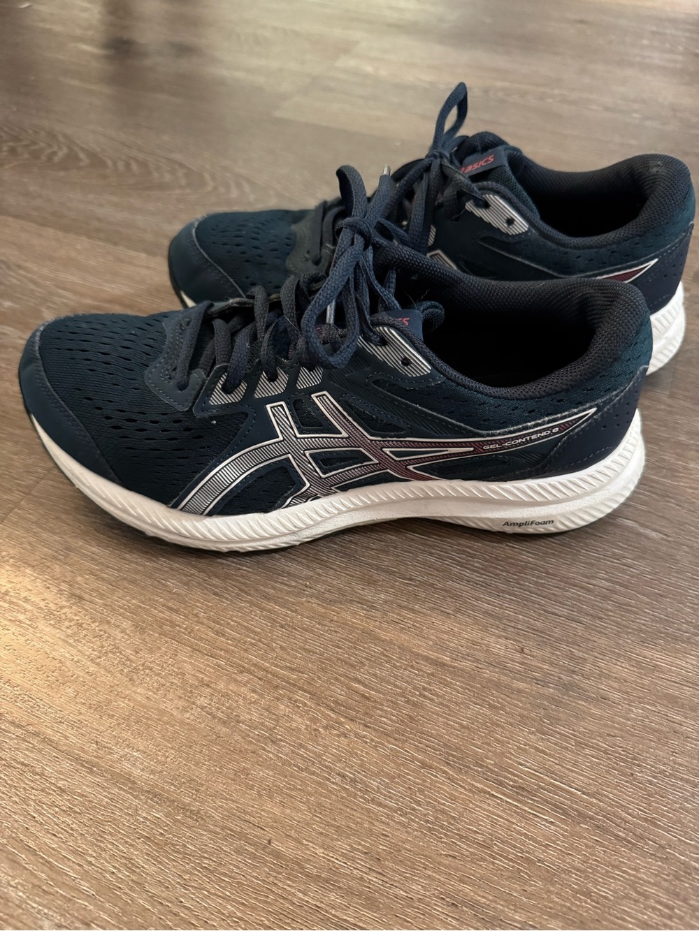 ASICS Women's Navy and White Lace-Up Running Sneakers